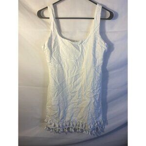 Lulus Womens Juniors Dress White Boho Vibes Fringe Medium M Short Beach coastal